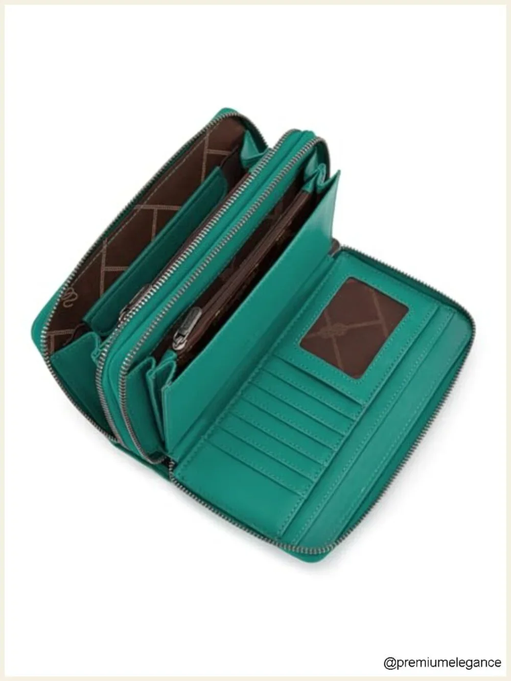 Double Zip Phone Wristlet with RFID Faux Leather Wrist Strap
